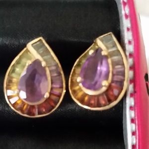Tourmaline n amethyst earrings, matching pendant